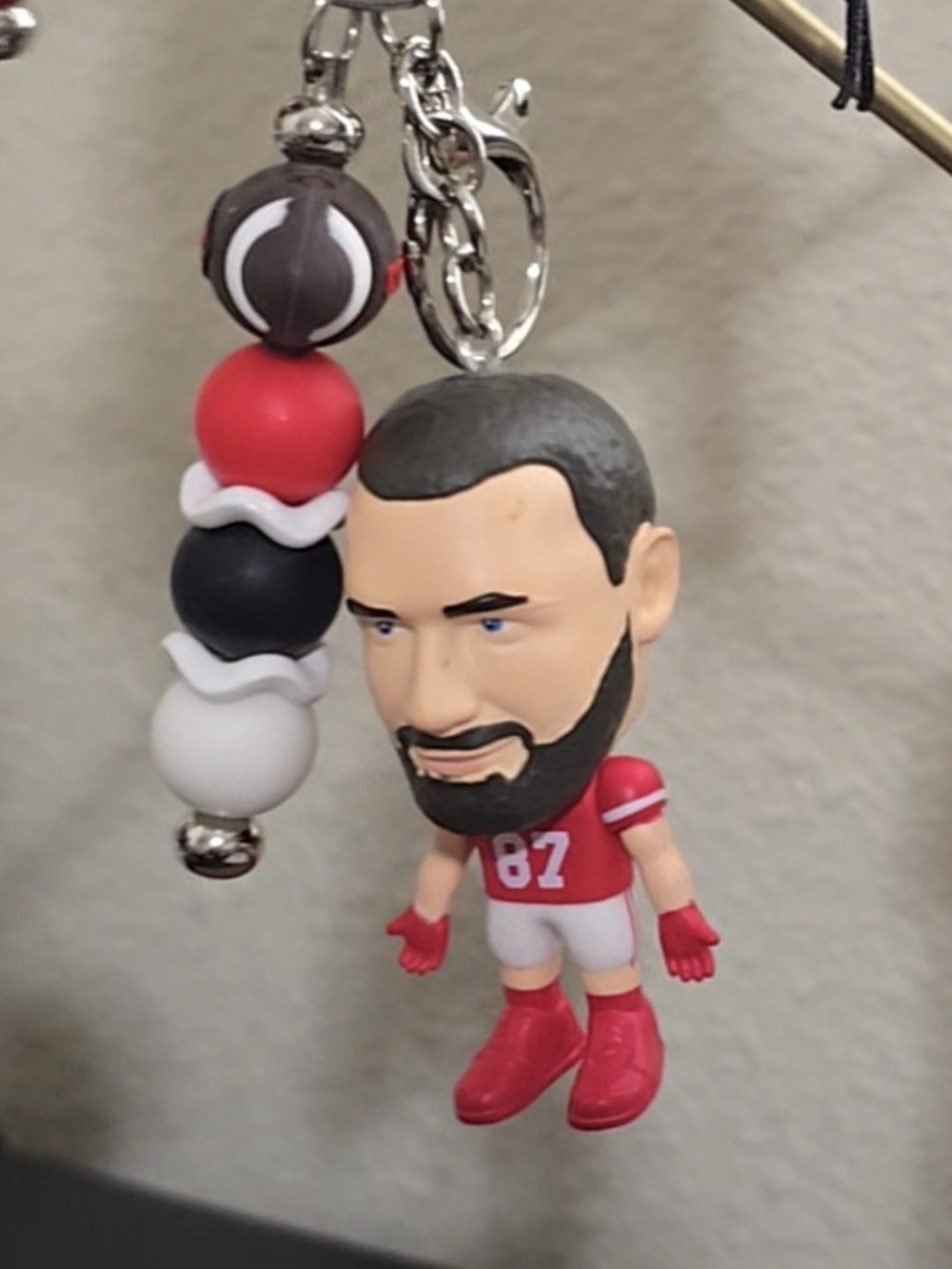 Red Football Player Keychain Charm - Unbranded